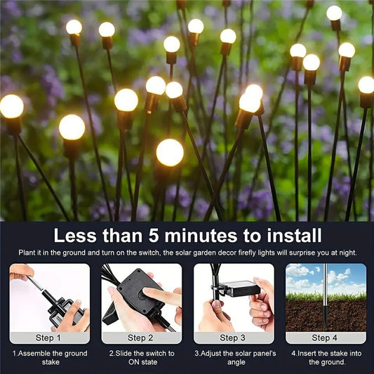 Garden Lights – New Upgraded Solar Powered Firefly Lights,  for Home & Garden (Warm Light)