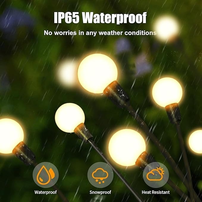 Garden Lights – New Upgraded Solar Powered Firefly Lights,  for Home & Garden (Warm Light)